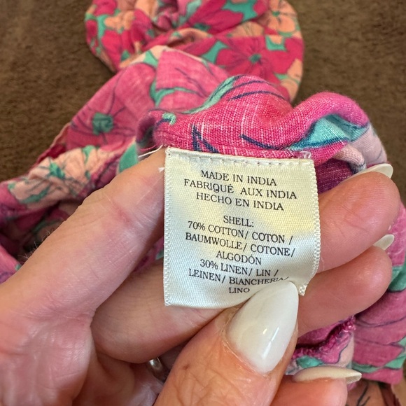 Oh Joy! The Odell Julia Linen Pink Floral Maxi Dress Puff Sleeve Anthro PLUS 2X - Picture 7 of 11